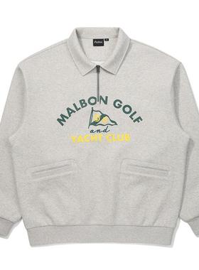 代购MALBON GOLF男士运动夹克透气舒适穿着轻便保暖灰色棉混纺
