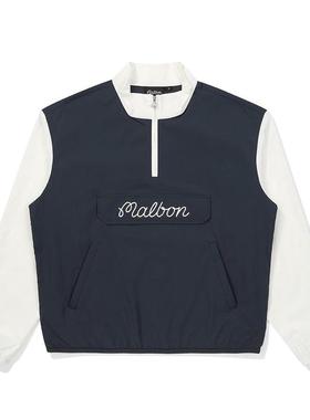 代购MALBON GOLF女士运动夹克防风轻便透气保暖深蓝色尼龙材质