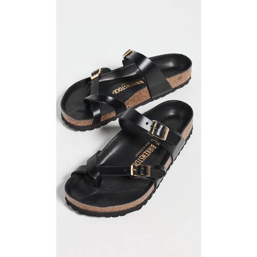 代购Birkenstock女士凉鞋透气吸汗软底轻便牛皮窄版可调节带