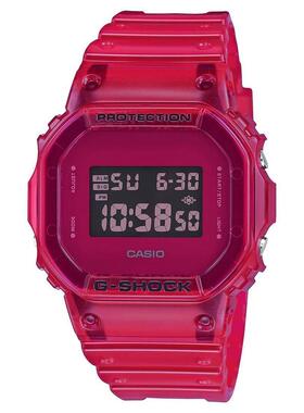 代购卡西欧男女腕表计时闹钟夜光日期红色树脂防水防震运动户外