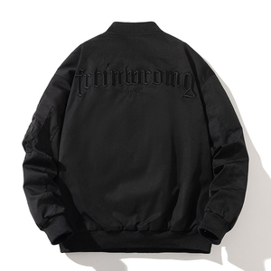 春秋冬季简约复古棒球服男女情侣款加厚棉衣休闲潮牌外套飞行夹克