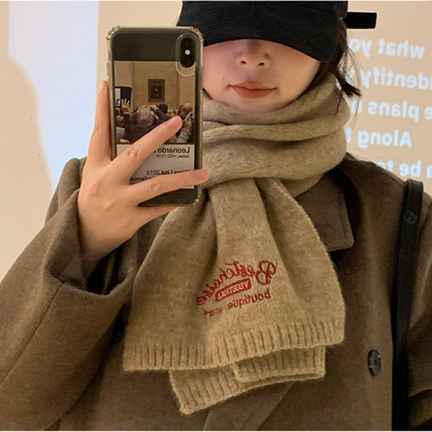 【短版150*15cm】围巾女秋冬保暖高级感针织围脖护颈百搭简约冬季