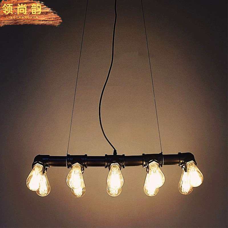 美式乡村loft酒吧咖啡厅复古灯饰创意工业风一字水管吊灯吧台灯