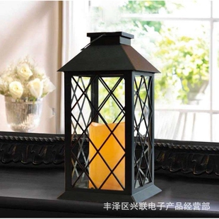 led太阳能古铜塑料手提风灯烛台庭院装饰气氛景观灯太阳能庭院灯