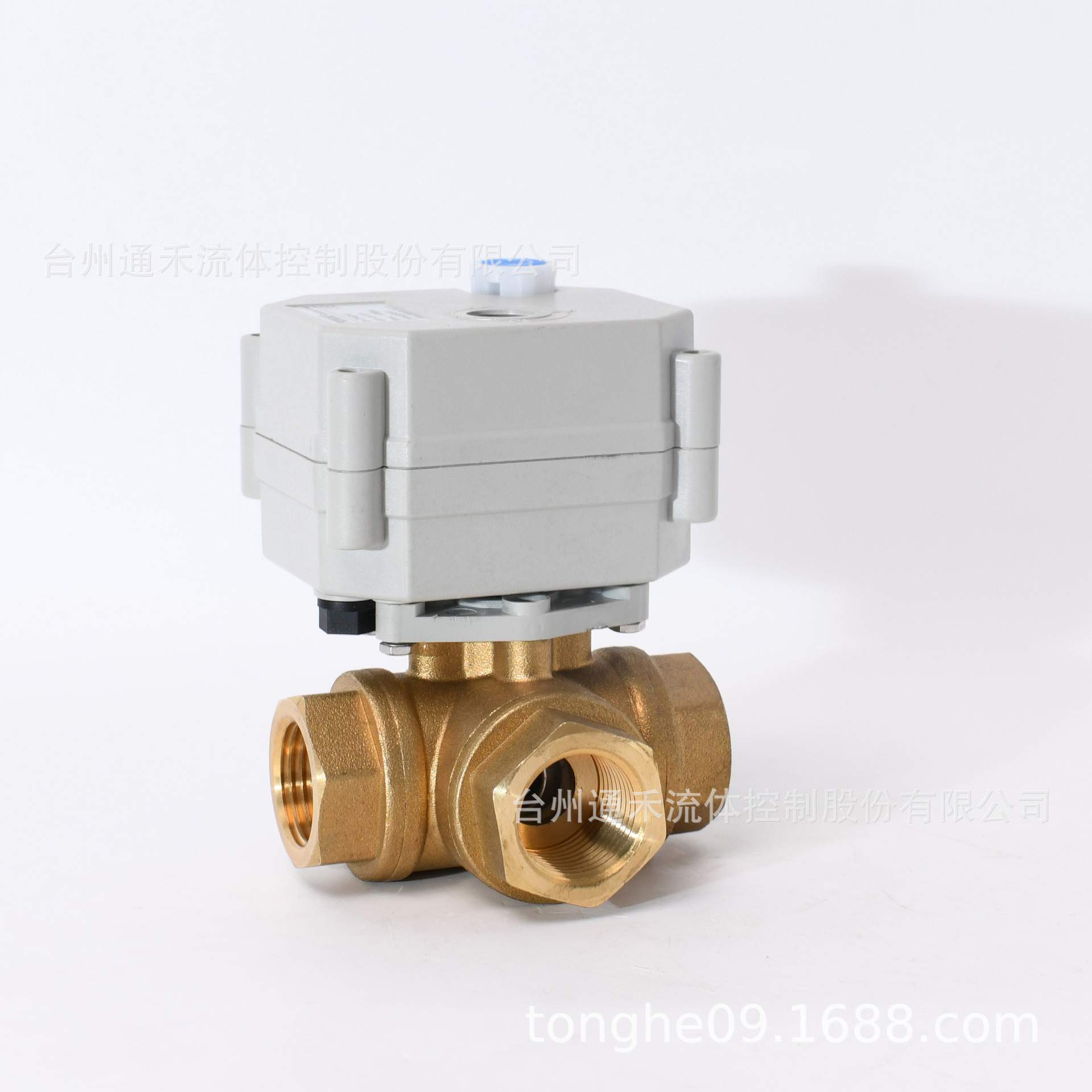 4分卧式三通黄铜球阀TONHE通禾手电一体断电复位电动阀DN15