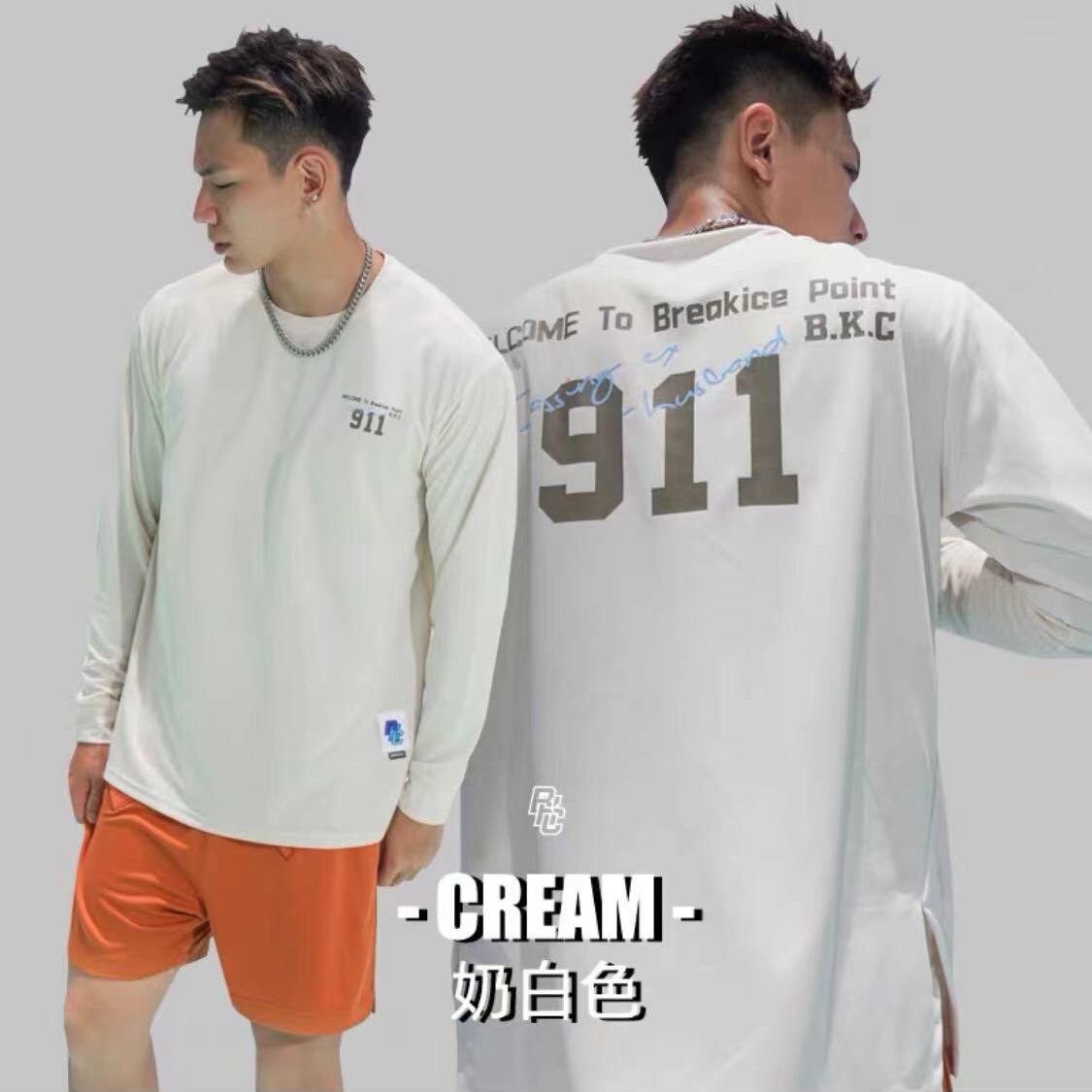破冰投篮服长袖秋冬跑步训练健身cba速干网眼美式篮球运动上衣图片
