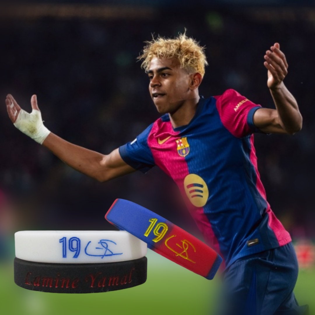 足球球星19号亚马尔签名运动手环硅胶腕带球迷饰品夜光C罗梅西内