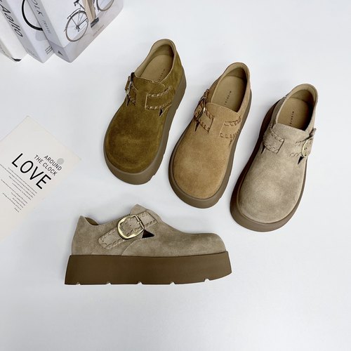 厚底松糕鞋增高复古勃肯鞋女