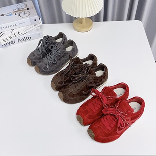 阿甘鞋 圆头系带平底百搭透气运动休闲鞋 女2025年新款 德训鞋