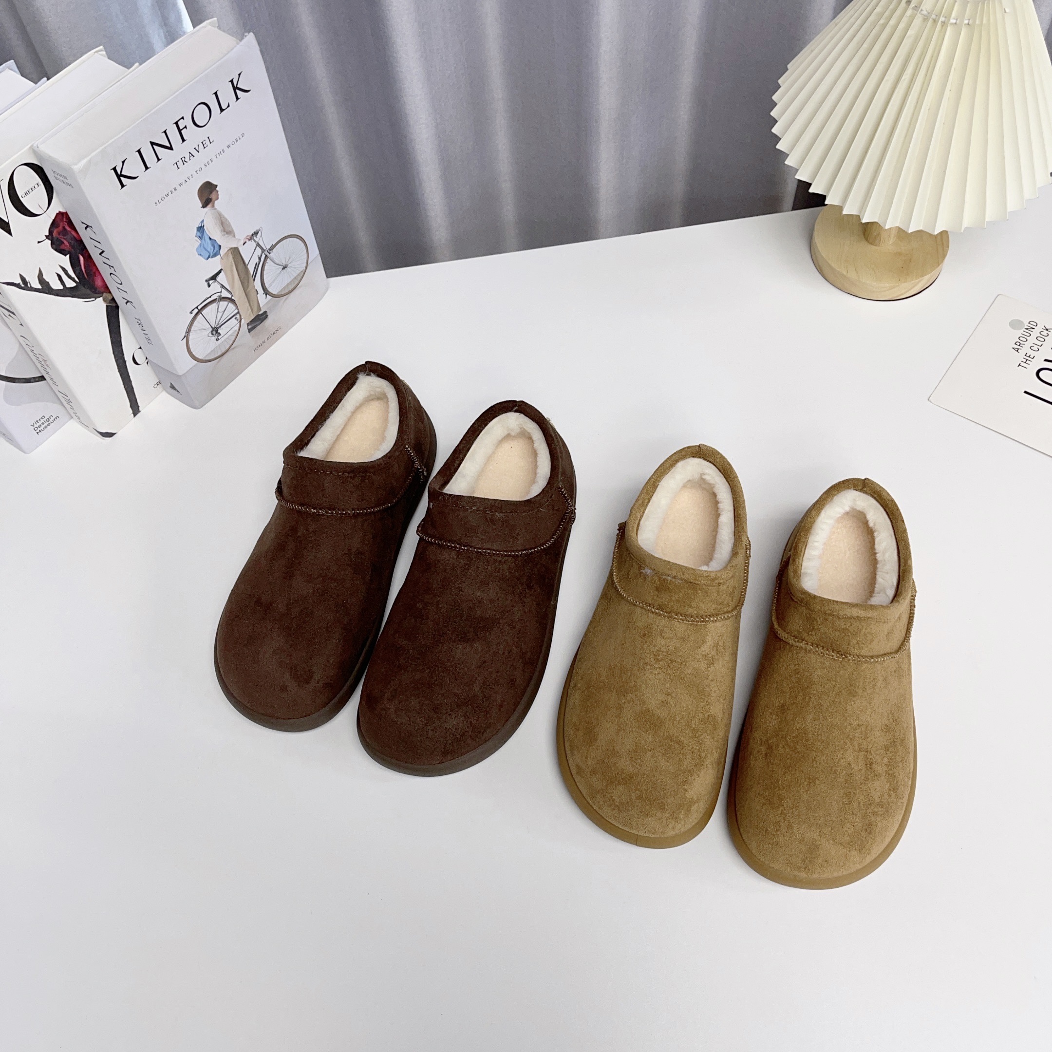 男士加绒大棉勃肯鞋一脚蹬懒人鞋