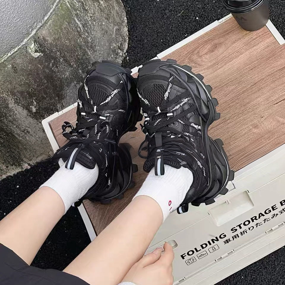 欧货炸街款花式绑带厚底老爹鞋