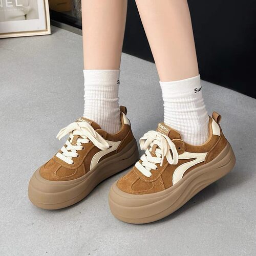 韩版2026春季新款厚底德训鞋女系带休闲板鞋增高时尚百搭女鞋