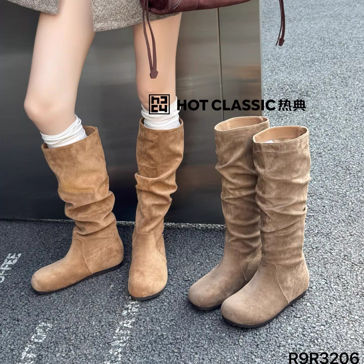 秋冬百搭平底堆堆靴高筒靴