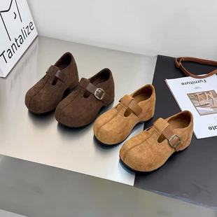 内增高6cm皮带扣泡芙单鞋 新款 女 女2025秋季 小个子厚底勃肯鞋