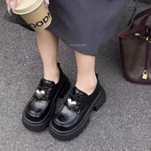 真皮 女1238 乐福小皮鞋 商场撤柜厚底百搭圆头休闲鞋