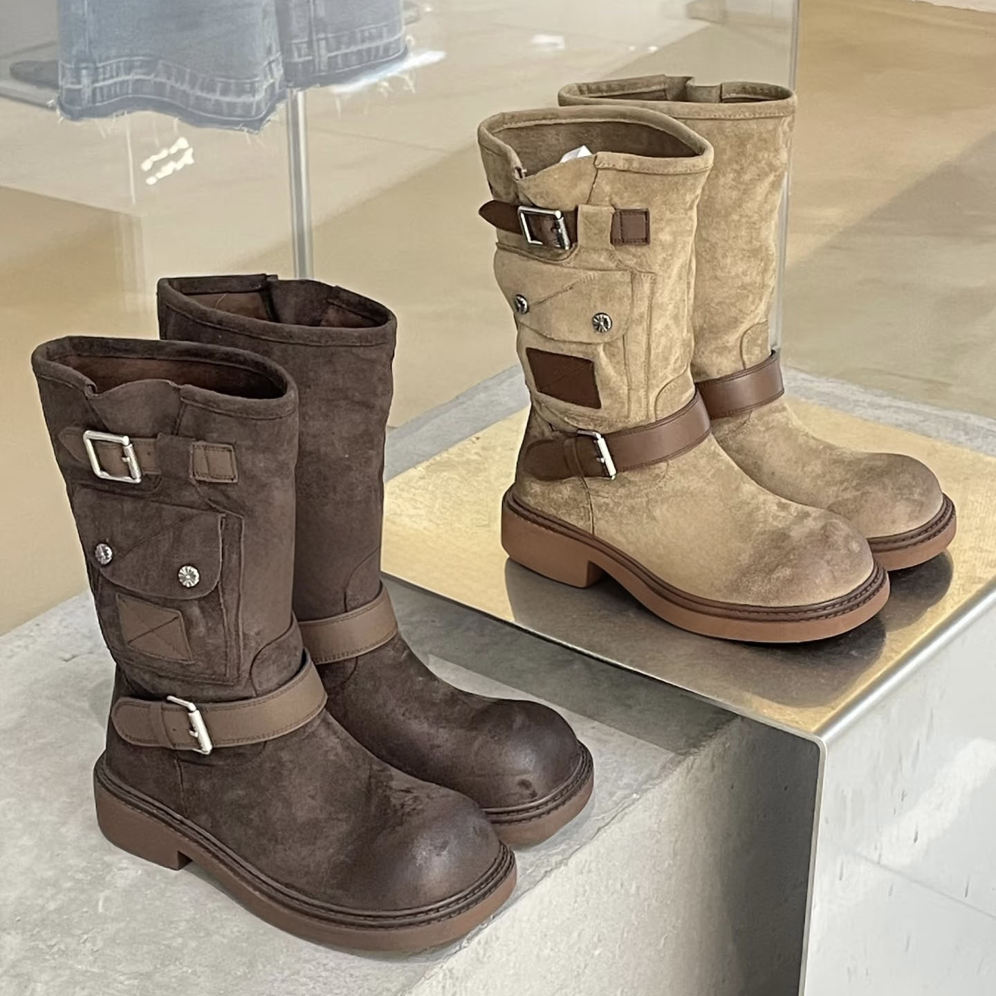 2025秋季新款复古皮带扣西部靴