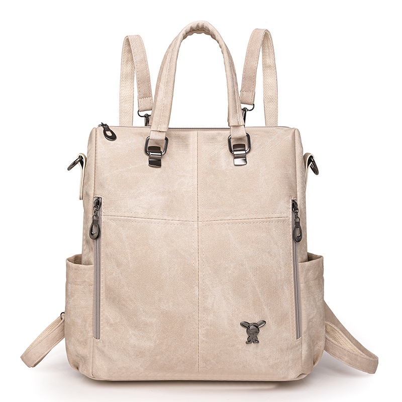 软皮大容量女双肩包时尚通勤防水