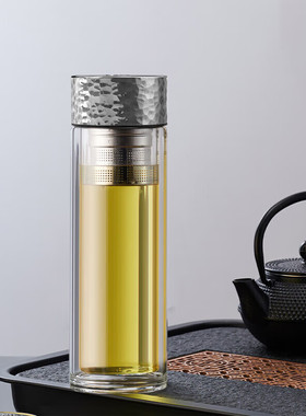 全格SJ021301磁吸弹射茶水分离玻璃杯便携水杯公司银行客户随手礼