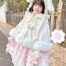 果冻少女原创毛绒披肩外套可爱甜美lolita斗篷保暖洛丽塔百搭加厚