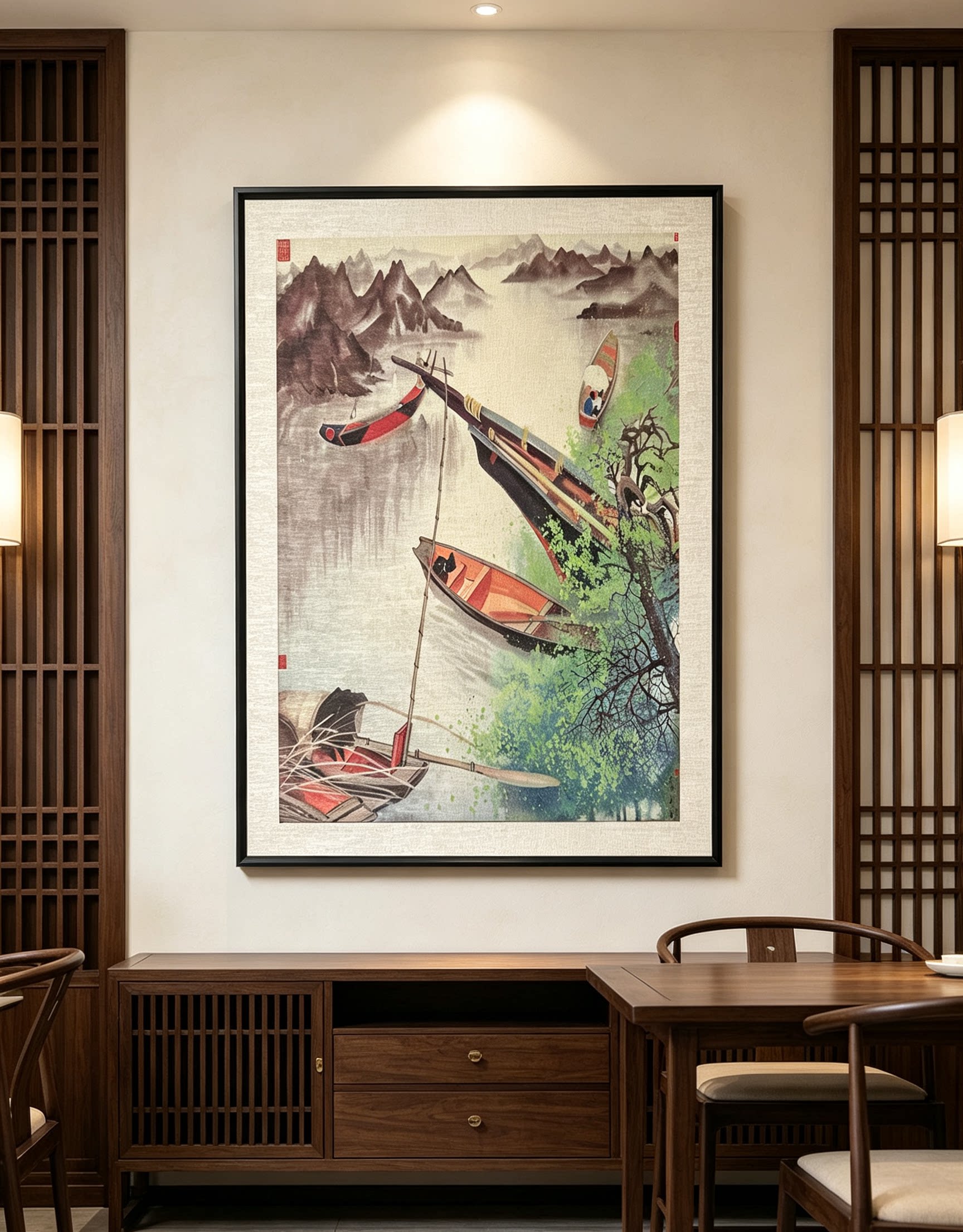 现代简约中式客厅装饰画玄关沙发背景墙佛像观音关羽钟馗定制挂画