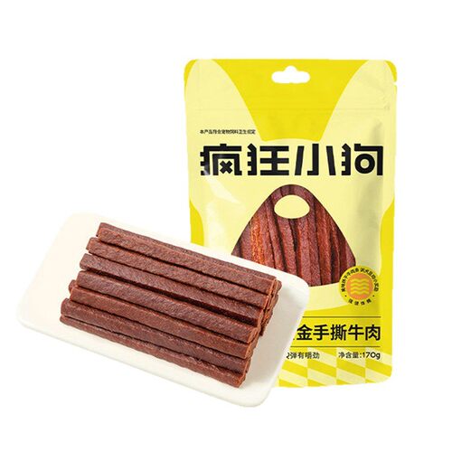 疯狂小狗手撕牛肉狗狗零食170g宠物训练日常奖励磨牙洁齿宠物零食