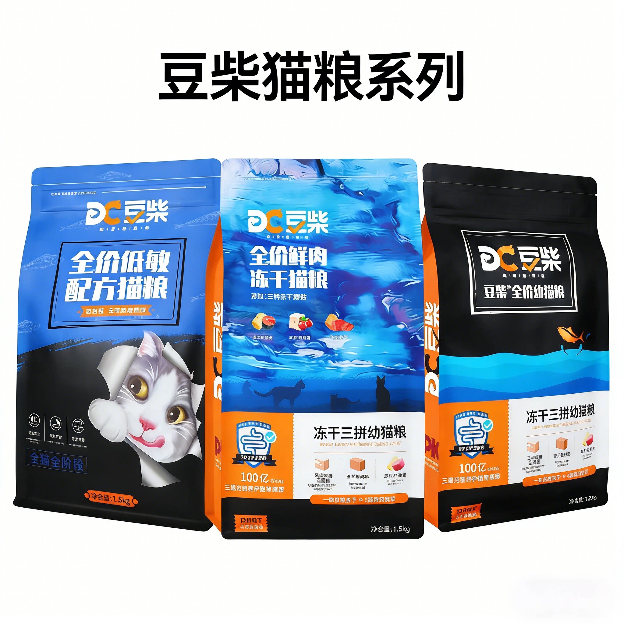 豆柴冻干三拼猫粮6KG幼成猫1.2kg益生菌增肥肠道全价低敏配方10KG图片