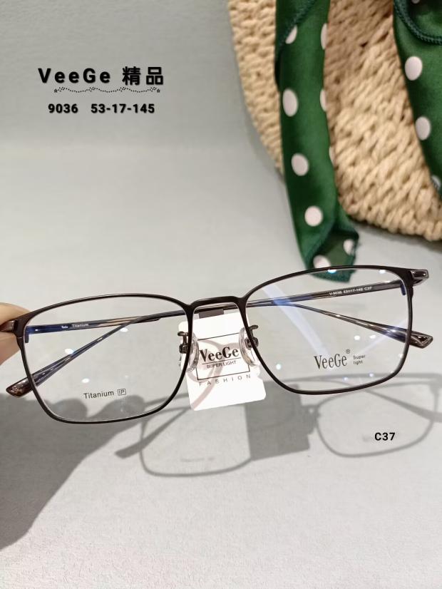 VeeGe纯钛多边形眼镜V格精品镜架近视镜架商务男女款时尚休V9036