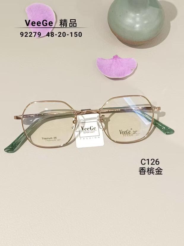 VeeGe纯钛多边形眼镜V格精品镜架近视镜架商务男女款时尚V-92279