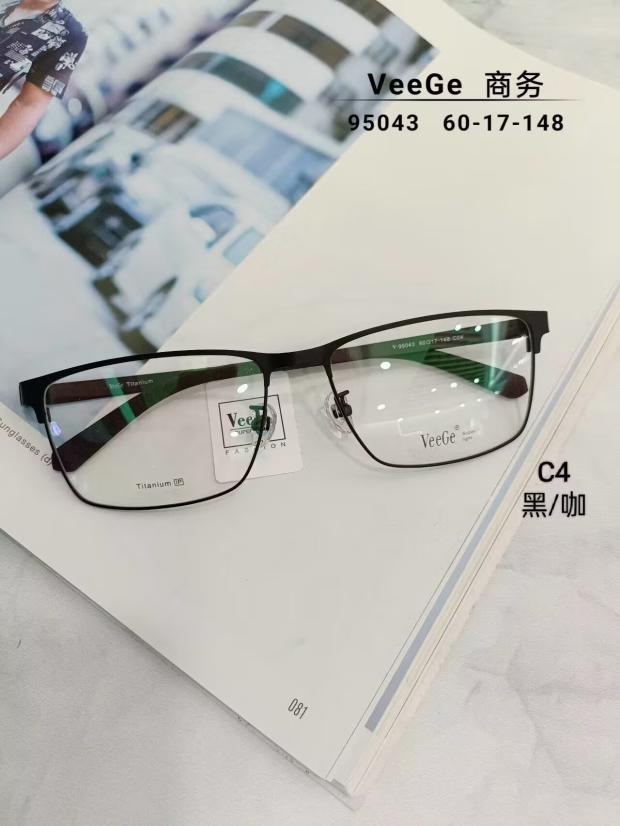 VeeGe纯钛多边形眼镜V格精品镜架近视镜架商务男大款全框V-95043