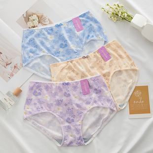 蝶安芬内裤 加肥再生纤维柔软印花平角包臀送妈妈送婆婆 女高腰大版