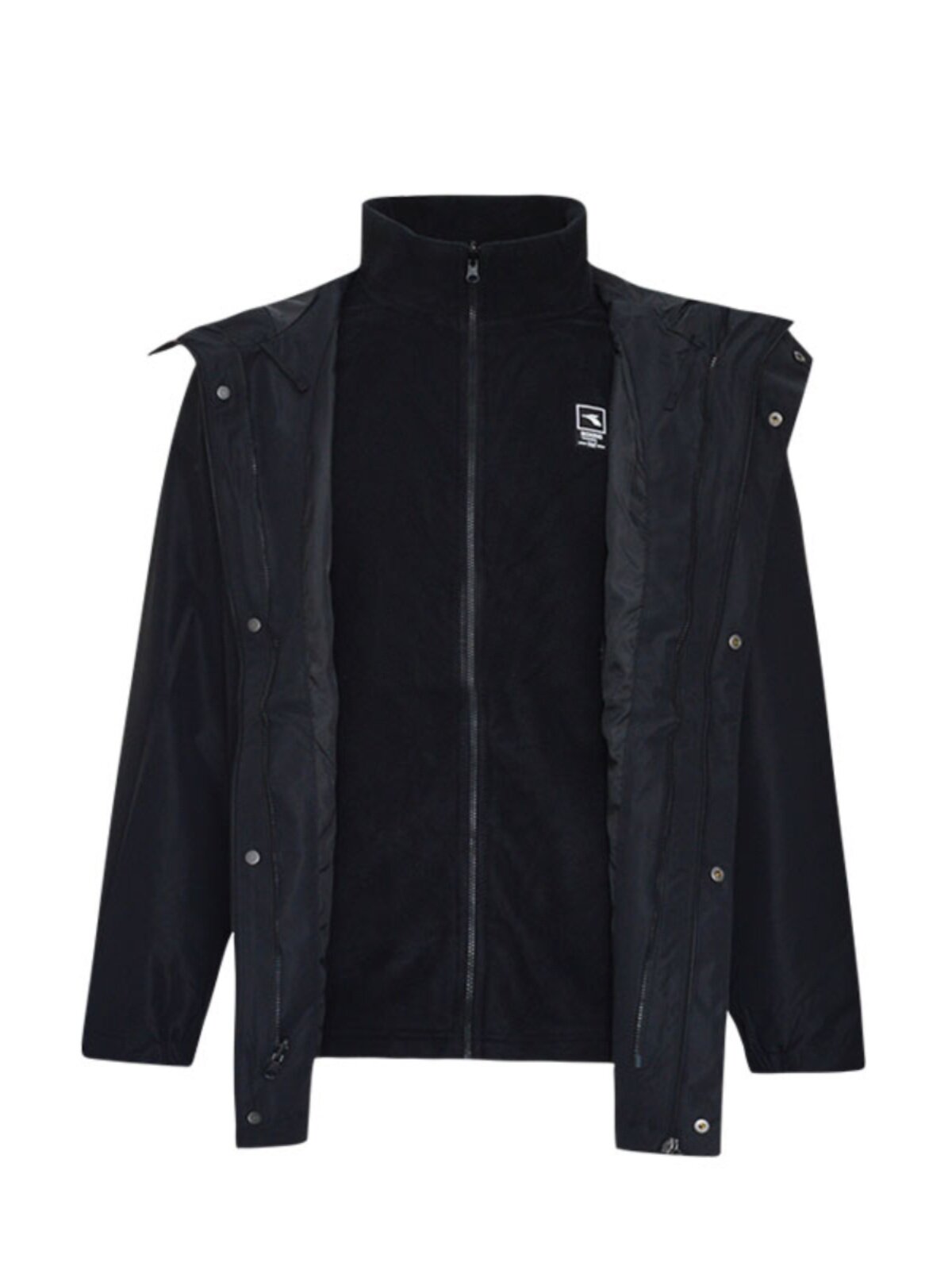 361 학위 남성용 벨벳 윈드 브레이커 2023 겨울 따뜻한 후드 벨벳 안감 자켓 자켓 분리형 남성용 2 피스 세트