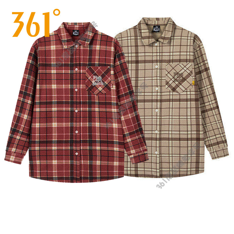 361度女装长袖翻领格子衬衫2025冬季新品休闲外套宽松棉质翻领T恤,运动服/休闲服装,运动T恤,淘宝优惠券,粉丝福利购,淘宝优惠卷