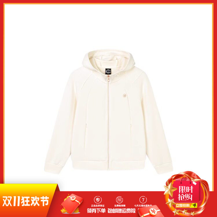 361度女装运动服连帽开襟卫衣2025春季新品宽松综训上衣休闲外套
