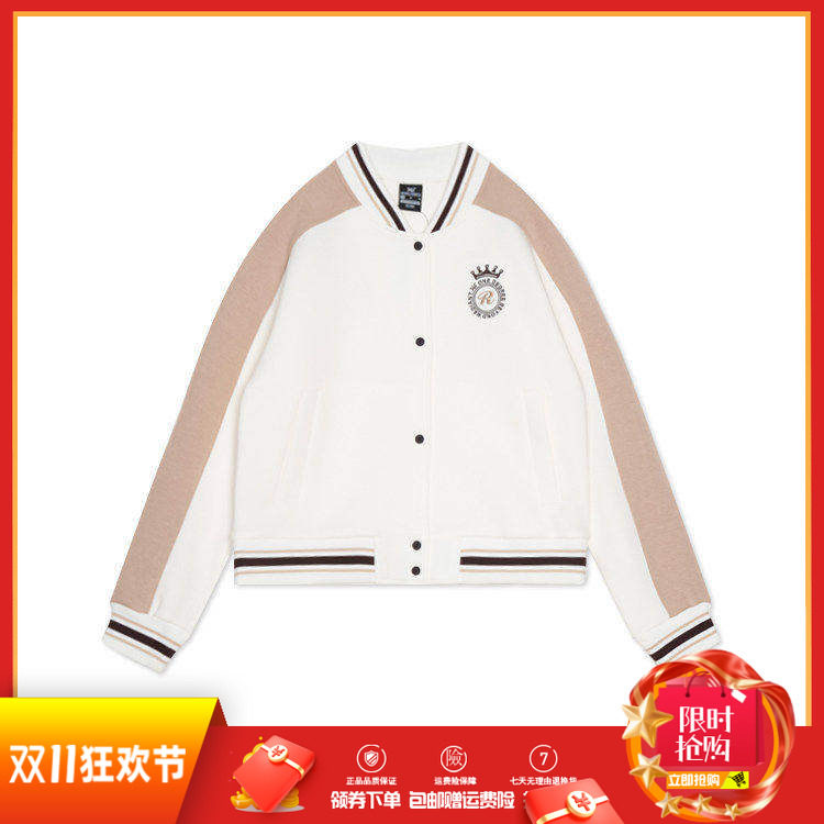 361度女装开襟卫衣2026秋春新品休闲棒球服运动撞色外套女卫衣潮