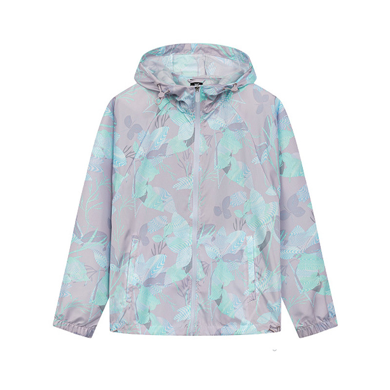 361 여성의 피부 의류 2023 여름 새로운 싱글 윈드 브레이커 인쇄 얇은 통기성 스포츠 자켓 여성을위한 태양 보호 의류