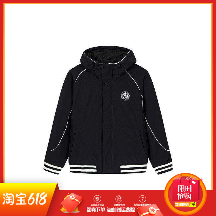 361度男装短款羽绒服连帽新品2025冬季休闲美式男篮球羽绒外套