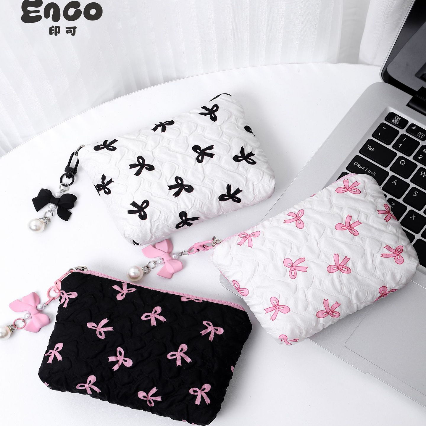 跨境蝴蝶结化妆包高颜值零钱包收纳包可爱化妆包大容量高级感包包