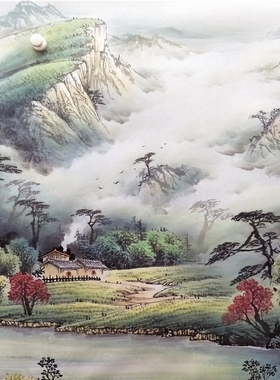 梁海波王大为山水画字画客厅挂画办公室中式壁画手绘真迹富春山居