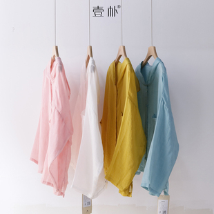 夏季 百搭薄款 单口袋防晒外套上衣 4SP270 简约纯色连帽苎麻开衫