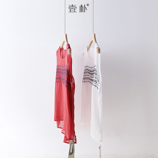 显瘦百搭背心 夏季 苎麻马甲 薄款 4SP161 文艺范刺绣宽松无袖