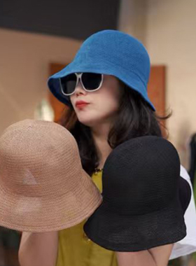 夏季大帽檐渔夫帽女可折叠遮阳海边度假百搭防晒草帽子 26613