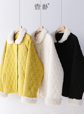 秋冬新款毛毛领拼接刀切棉夹棉加厚小棉衣 保暖外套上衣 5169TK
