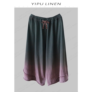 230311 棉质阔腿裤 复古做旧重工渐变炒色堆叠裤 口裙裤