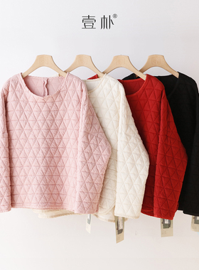 复古文艺刀切棉加厚上衣  宽松夹棉圆领显瘦小棉衣套头上衣 3SP31