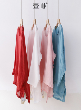 常熟新中式开叉盘扣苎麻休闲宽松大码纯色圆领薄款防晒衬衫3SP10