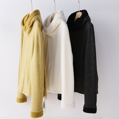 亲肤双面绒保暖连帽卫衣 加厚毛毛外套内搭打底开衫上衣 5233TK