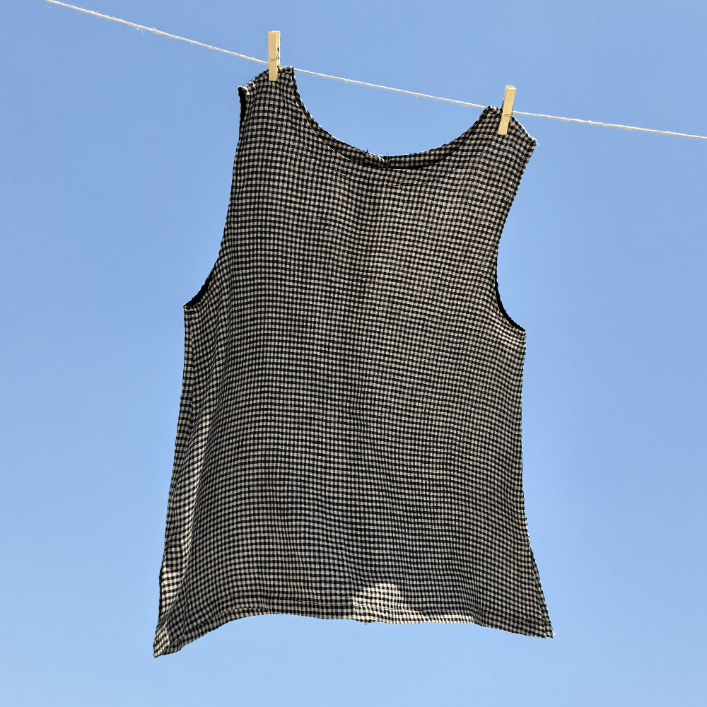 文艺范前后两穿亚麻格子背心 宽松显瘦马甲上衣 5SP506