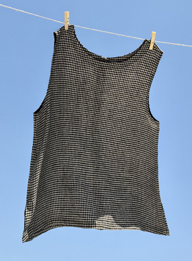 文艺范前后两穿亚麻格子背心 宽松显瘦马甲上衣 5SP506