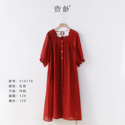 百搭无品牌苎麻蕾丝连衣裙