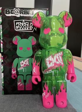 BE@RBRICK EXIT 积木熊 潮流公仔 绿色透明 400% 网红摆件